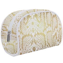 White And Gold Snakeskin Makeup Case (large) by mccallacoulture