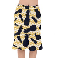 Ananas Chevrons Noir/jaune Short Mermaid Skirt by kcreatif