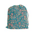 Teal Floral Paisley Drawstring Pouch (XL) View1