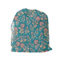 Teal Floral Paisley Drawstring Pouch (XL) View2