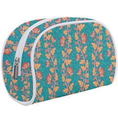 Teal Floral Paisley Stripes Makeup Case (large) by mccallacoulture