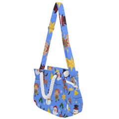 Funny Christmas Pattern With Snowman Reindeer Rope Handles Shoulder Strap Bag by Vaneshart