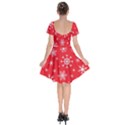 Christmas Seamless With Snowflakes Snowflake Pattern Red Background Winter Short Sleeve Bardot Dress View2