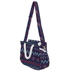 Christmas Concept With Knitted Pattern Rope Handles Shoulder Strap Bag by Vaneshart