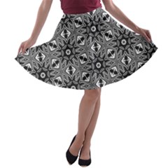 Black And White Pattern A-line Skater Skirt by HermanTelo