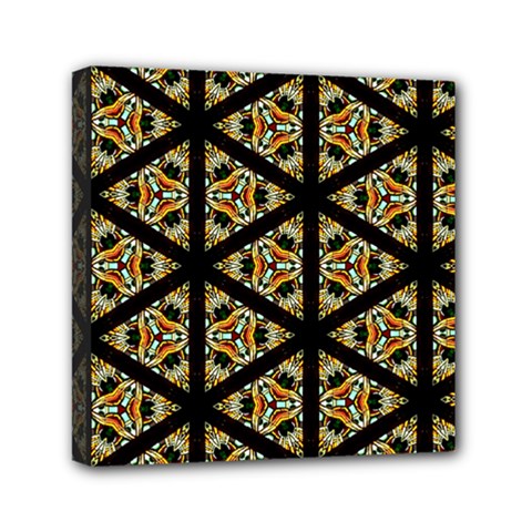 Pattern Stained Glass Triangles Mini Canvas 6  X 6  (stretched)