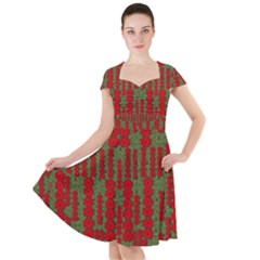 Bloom In Yule Season Colors Cap Sleeve Midi Dress by pepitasart