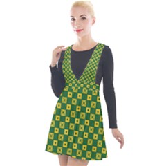 Df Green Domino Plunge Pinafore Velour Dress by deformigo