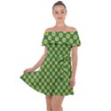 DF Green Domino Off Shoulder Velour Dress View1