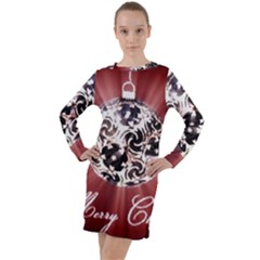 Merry Christmas Ornamental Long Sleeve Hoodie Dress by christmastore