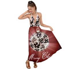 Merry Christmas Ornamental Backless Maxi Beach Dress by christmastore