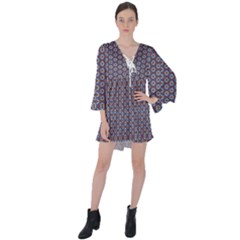 Df Jamu V-neck Flare Sleeve Mini Dress by deformigo