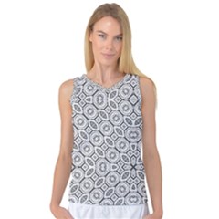 Black And White Baroque Ornate Print Pattern Women s Basketball Tank Top by dflcprintsclothing