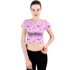 Spooky Pastel Goth  Crew Neck Crop Top by thethiiird