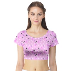 Spooky Pastel Goth  Short Sleeve Crop Top by thethiiird