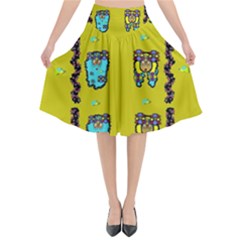 Peace People Hippie Friends And Free Living Fauna Flared Midi Skirt by pepitasart