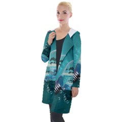 Awesome Light Bulb With Tropical Island Hooded Pocket Cardigan by FantasyWorld7