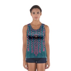 Japanese Sakura Blossoms On The Mountain Sport Tank Top  by pepitasart