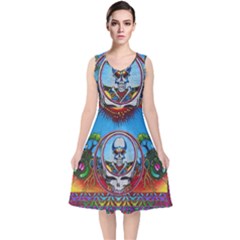 Grateful Dead Wallpapers V-neck Midi Sleeveless Dress  by Sapixe