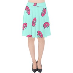 Donuts Pattern Food Colourful Velvet High Waist Skirt by Vaneshart