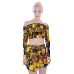 Background Abstract Texture Pattern Off Shoulder Top With Mini Skirt Set by Vaneshart