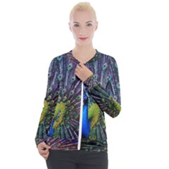 Peacock Colors Bird Colorful Casual Zip Up Jacket by Vaneshart