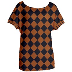 Block Fiesta - Burnt Orange & Black Women s Oversized Tee by FashionBoulevard