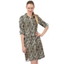 Urban Art Textured Print Pattern Long Sleeve Mini Shirt Dress View1