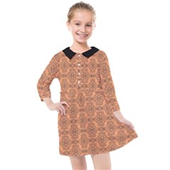 Timeless   Black & Cantaloupe Orange Kids  Quarter Sleeve Shirt Dress by FashionBoulevard