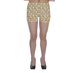 Cute Flowers - Honey Orange White Skinny Shorts by FashionBoulevard