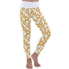 Cute Flowers - Honey Orange White Kids  Lightweight Velour Classic Yoga Leggings by FashionBoulevard