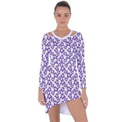 Cute Flowers - Imperial Purple Asymmetric Cut-out Shift Dress by FashionBoulevard