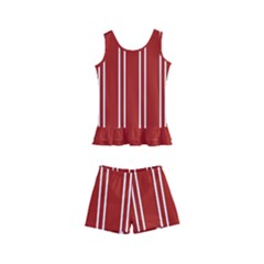 Nice Stripes - Apple Red Kids  Boyleg Swimsuit by FashionBoulevard