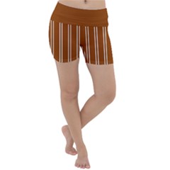 Nice Stripes - Burnt Orange Lightweight Velour Yoga Shorts by FashionBoulevard