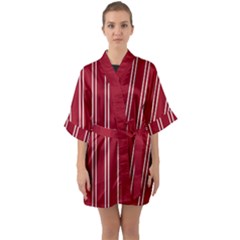 Nice Stripes - Carmine Red Half Sleeve Satin Kimono  by FashionBoulevard