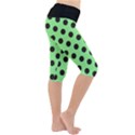 Polka Dots Black On Mint Green Lightweight Velour Cropped Yoga Leggings View3