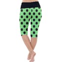 Polka Dots Black On Mint Green Lightweight Velour Cropped Yoga Leggings View4