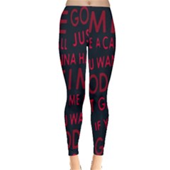 Motivational Phrase Motif Typographic Collage Pattern Leggings  by dflcprintsclothing