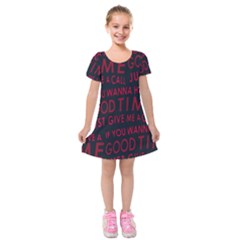 Motivational Phrase Motif Typographic Collage Pattern Kids  Short Sleeve Velvet Dress by dflcprintsclothing