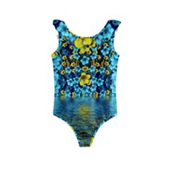 Flower Island And A Horizon Kids  Frill Swimsuit by pepitasart