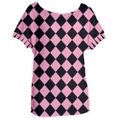 Block Fiesta Black And Flamingo Pink Women s Oversized Tee by FashionBoulevard