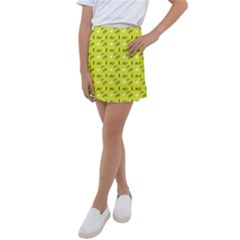 Green Elephant Pattern Yellow Kids  Tennis Skirt by snowwhitegirl