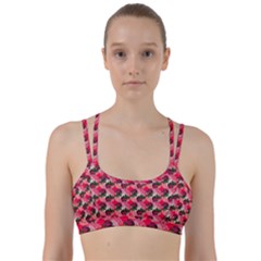 Doily Rose Pattern Watermelon Pink Line Them Up Sports Bra by snowwhitegirl