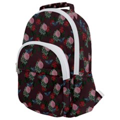 Dark Floral Butterfly Burgundy Rounded Multi Pocket Backpack by snowwhitegirl