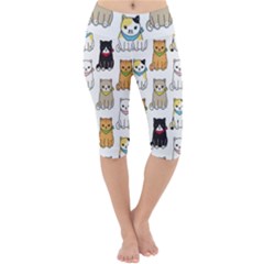 Cat Kitten Seamless Pattern Lightweight Velour Cropped Yoga Leggings by Vaneshart