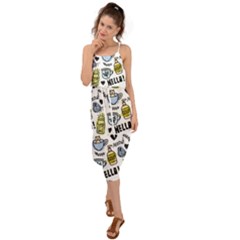 Everyday Things Pattern Waist Tie Cover Up Chiffon Dress by Vaneshart