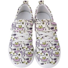 Hand Drawn Cute Cat Pattern Men s Velcro Strap Shoes by Vaneshart