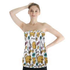 Hand Drawn Kitten Pattern With Elements Strapless Top by Vaneshart