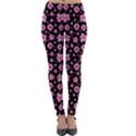 Pink And Black Floral Collage Print Lightweight Velour Leggings View1