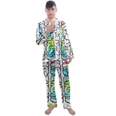 Brain Mind Psychology Idea Drawing Men s Satin Pajamas Long Pants Set by Wegoenart